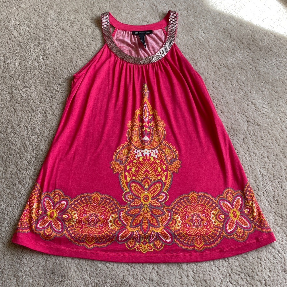 Euc Inc Pink With Pattern And Sequence Sleeveless… - image 5